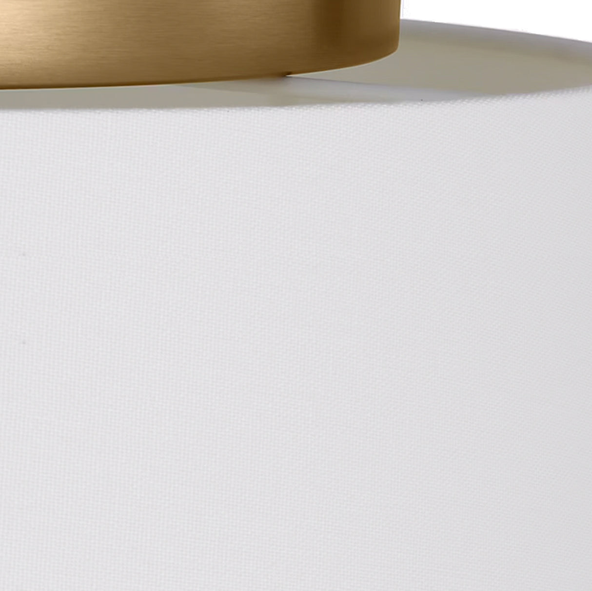 Barton Medium Flush Mount 18", Aged Brass and White Linen