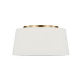 Barton Medium Flush Mount 18", Aged Brass and White Linen