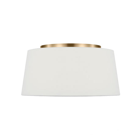 Barton Medium Flush Mount 18", Aged Brass and White Linen