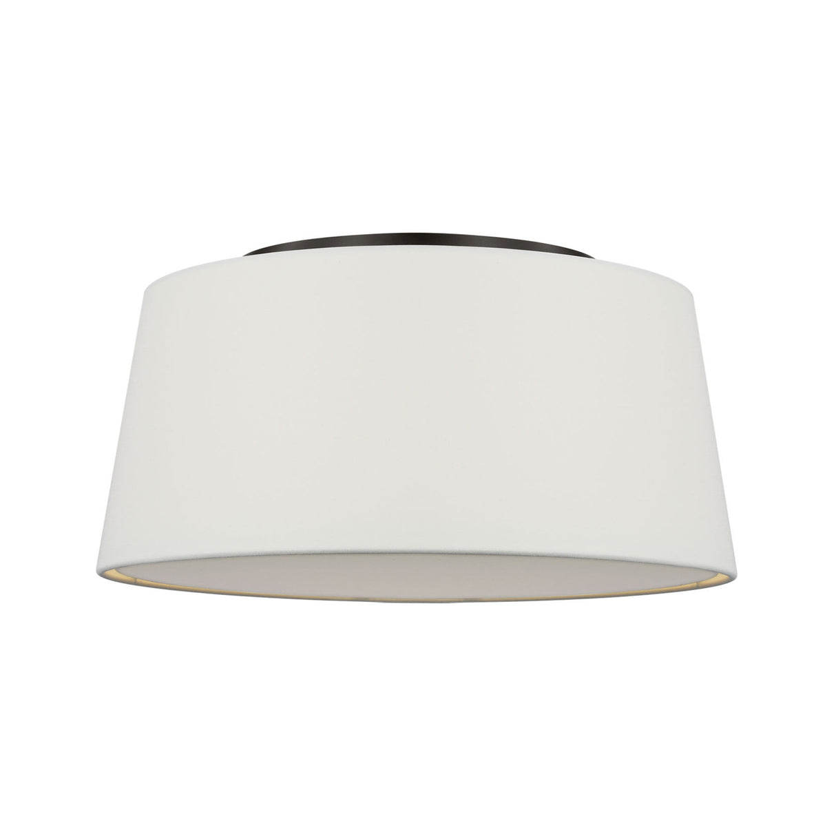 Barton Medium Flush Mount 18", Aged Iron and White Linen