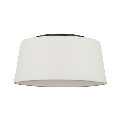 Barton Medium Flush Mount 18", Aged Iron and White Linen