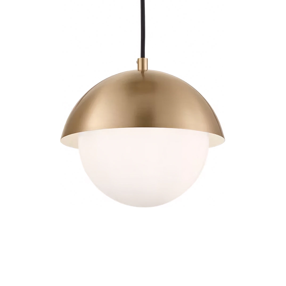Morrison Small Pendant 10", Satin Brass and Opal Glass