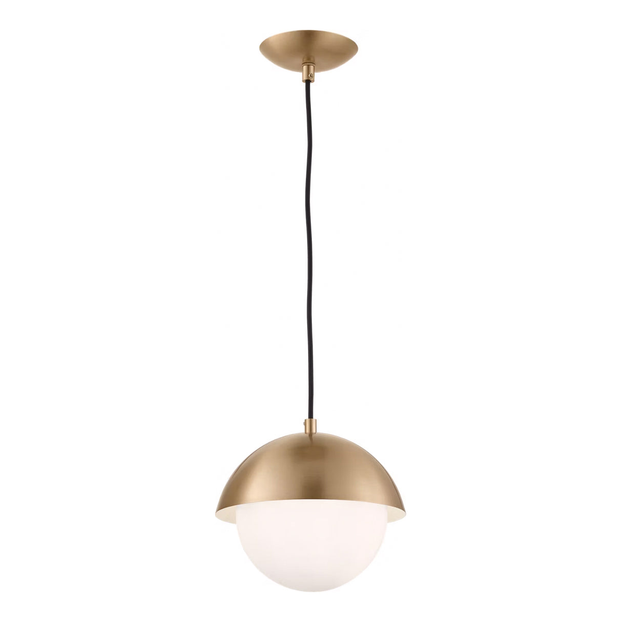 Morrison Small Pendant 10", Satin Brass and Opal Glass