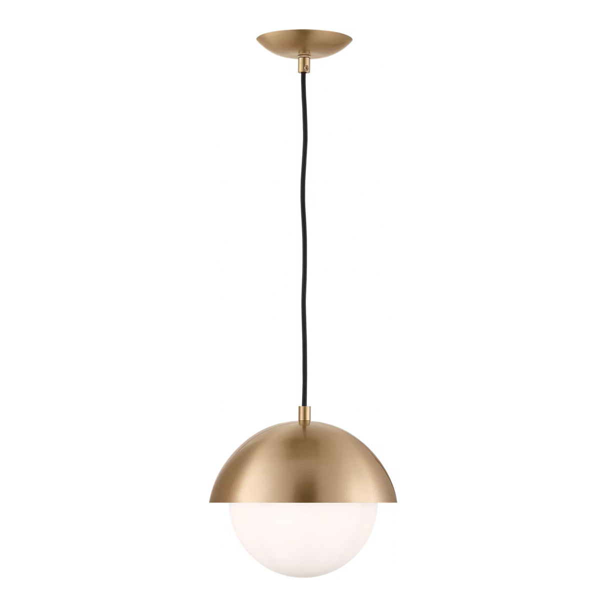 Morrison Small Pendant 10", Satin Brass and Opal Glass