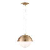 Morrison Small Pendant 10", Satin Brass and Opal Glass