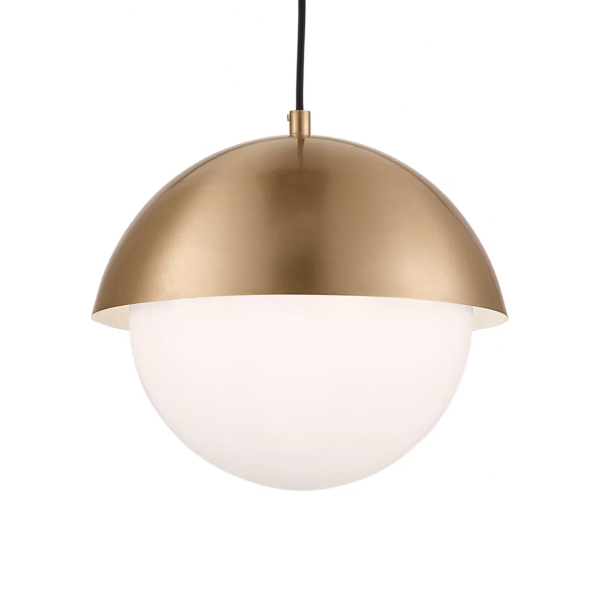 Morrison Medium Pendant 12", Satin Brass and Opal Glass
