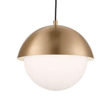 Morrison Medium Pendant 12", Satin Brass and Opal Glass