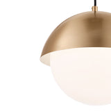 Morrison Medium Pendant 12", Satin Brass and Opal Glass