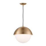 Morrison Medium Pendant 12", Satin Brass and Opal Glass