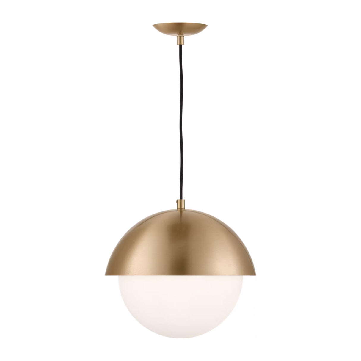 Morrison Medium Pendant 12", Satin Brass and Opal Glass