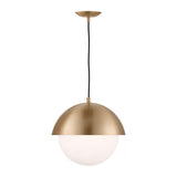 Morrison Medium Pendant 12", Satin Brass and Opal Glass