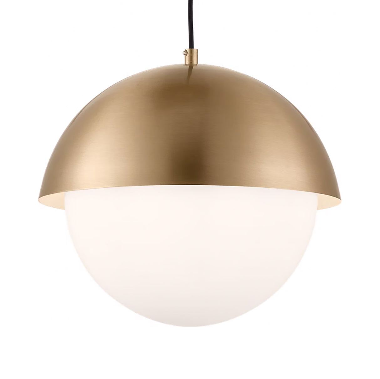 Morrison Large Pendant 14", Satin Brass and Opal Glass