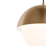 Morrison Large Pendant 14", Satin Brass and Opal Glass