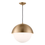 Morrison Large Pendant 14", Satin Brass and Opal Glass