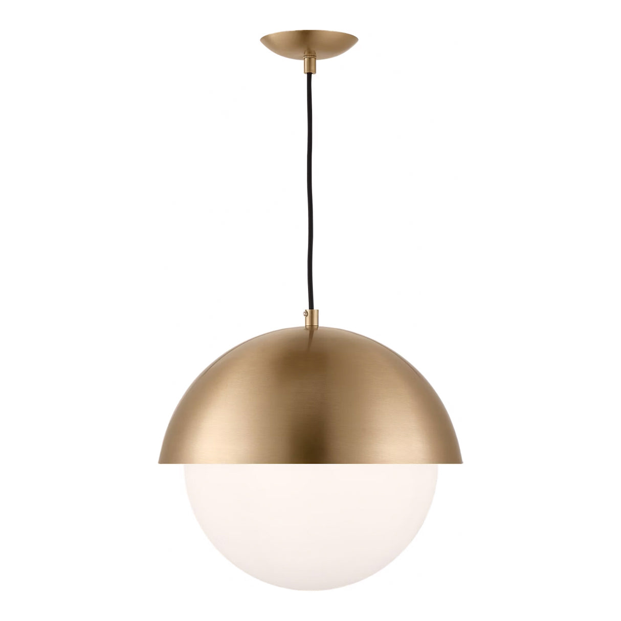 Morrison Large Pendant 14", Satin Brass and Opal Glass