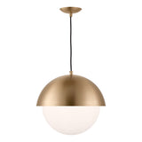 Morrison Large Pendant 14", Satin Brass and Opal Glass