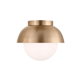 Morrison Small Flush Mount 8", Satin Brass and Opal Glass
