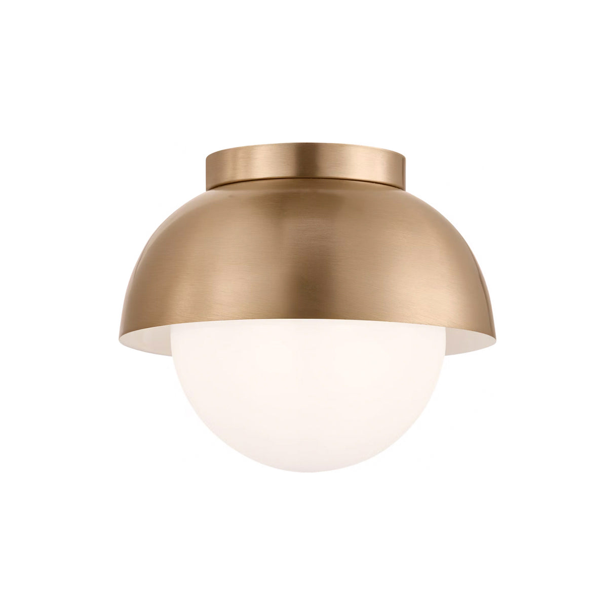 Morrison Small Flush Mount 8", Satin Brass and Opal Glass