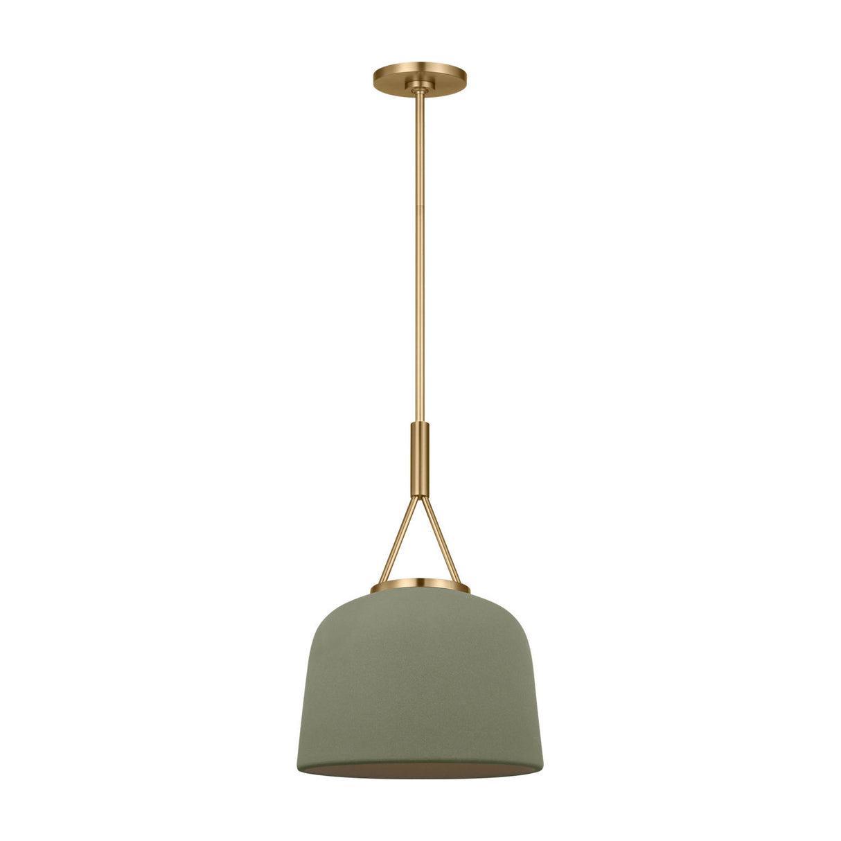 Stratford Small Pendant 12", Aged Brass and Thyme