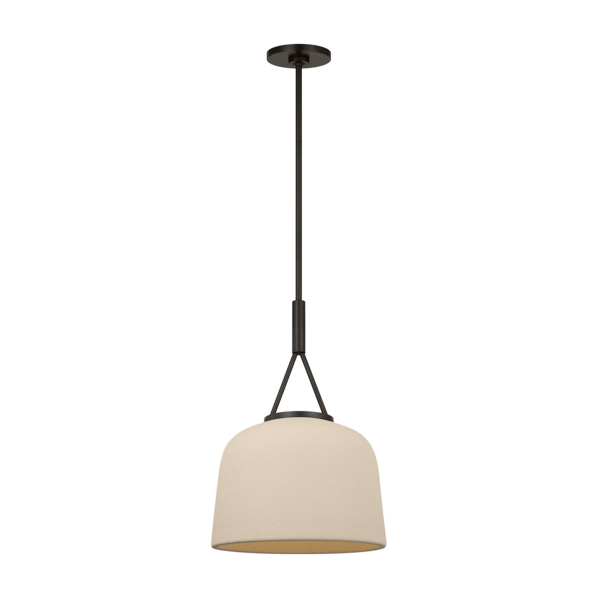 Stratford Small Pendant 12", Aged Iron and Beige