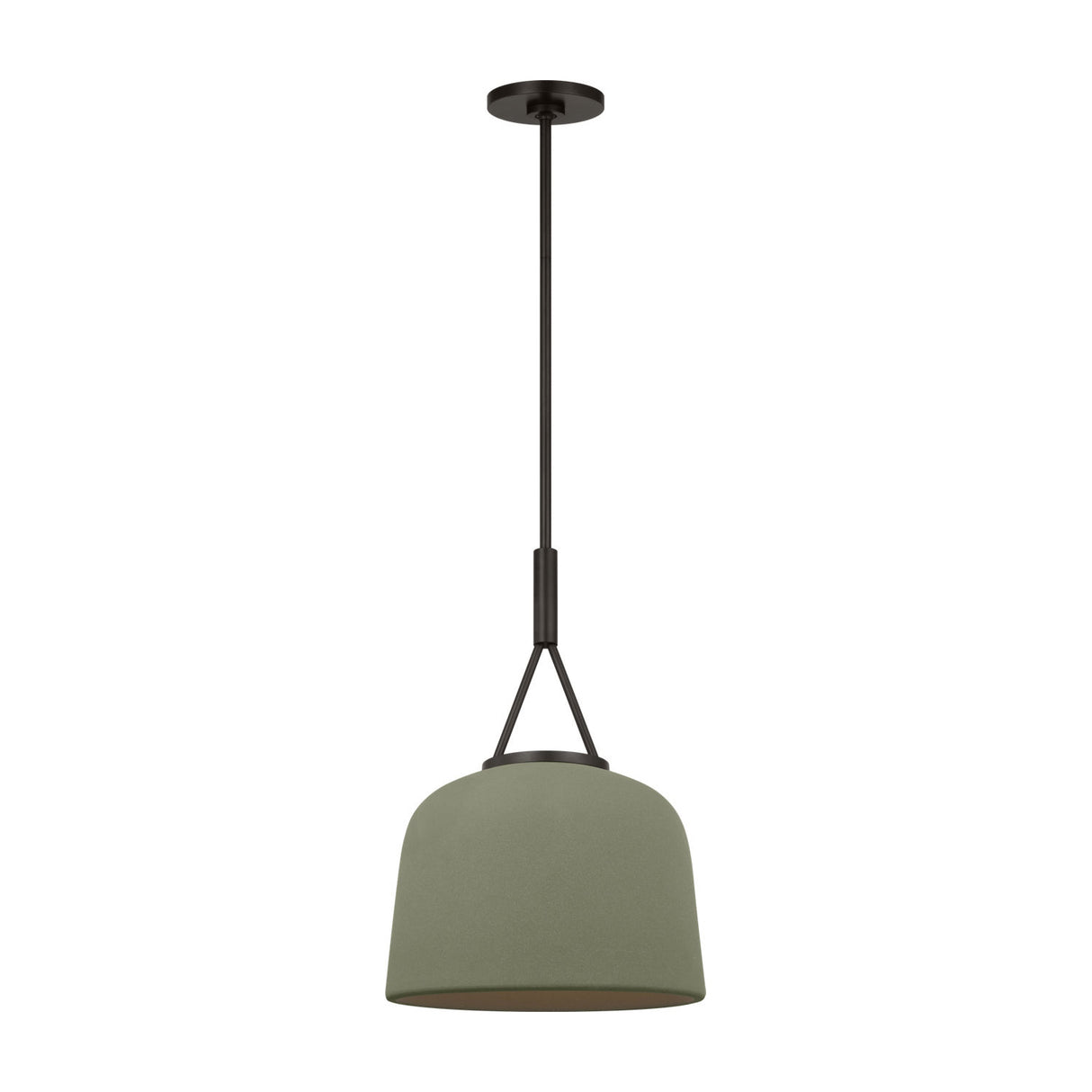 Stratford Small Pendant 12", Aged Iron and Thyme