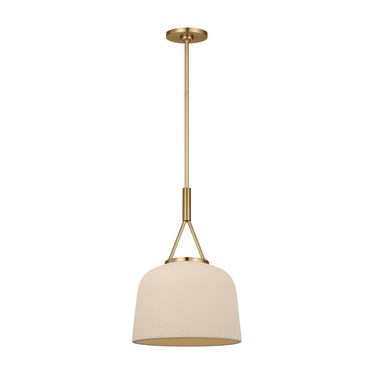 Stratford Small Pendant 12", Aged Brass and Beige