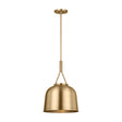 Stratford Small Pendant 12", Aged Brass, front view showing the aged brass dome shade on a slender rod