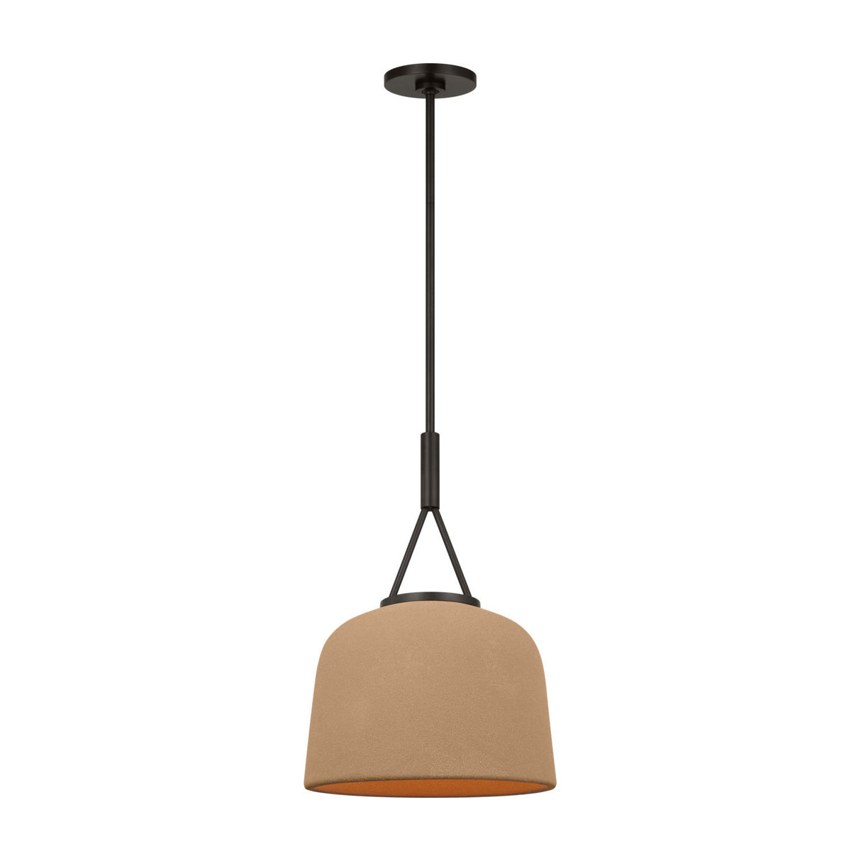 Stratford Small Pendant 12", Aged Iron and Terracotta