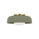 Stratford Medium Flush Mount 15", Aged Brass and Thyme