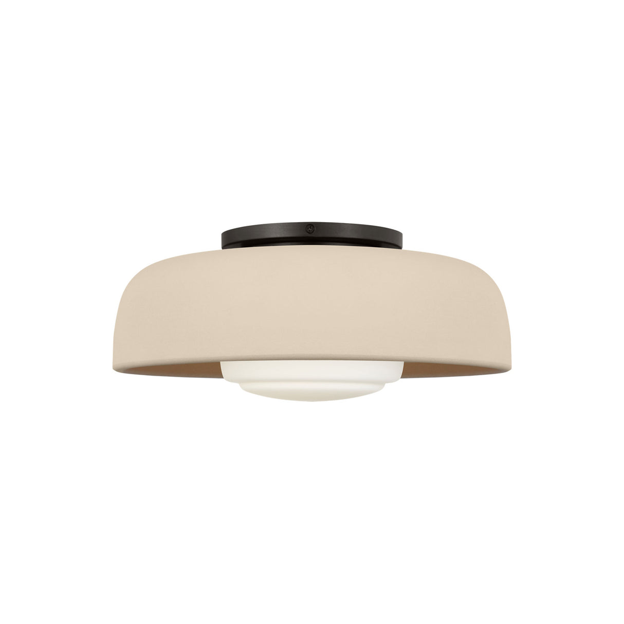 Stratford Medium Flush Mount 15", Aged Iron and Beige