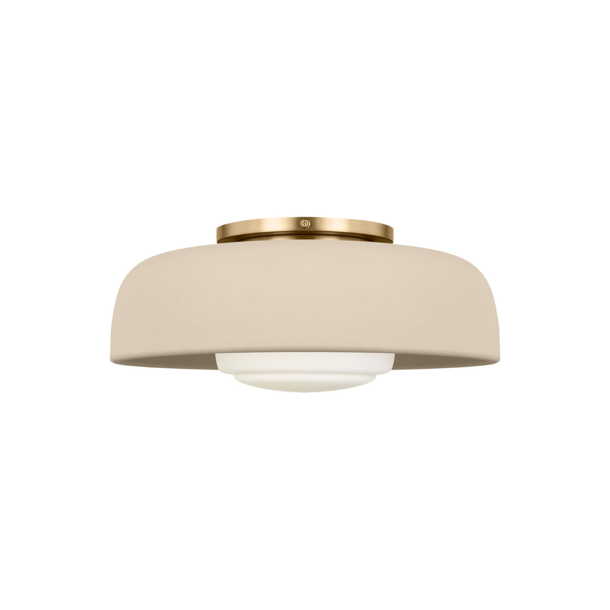 Stratford Medium Flush Mount 15", Aged Brass and Beige