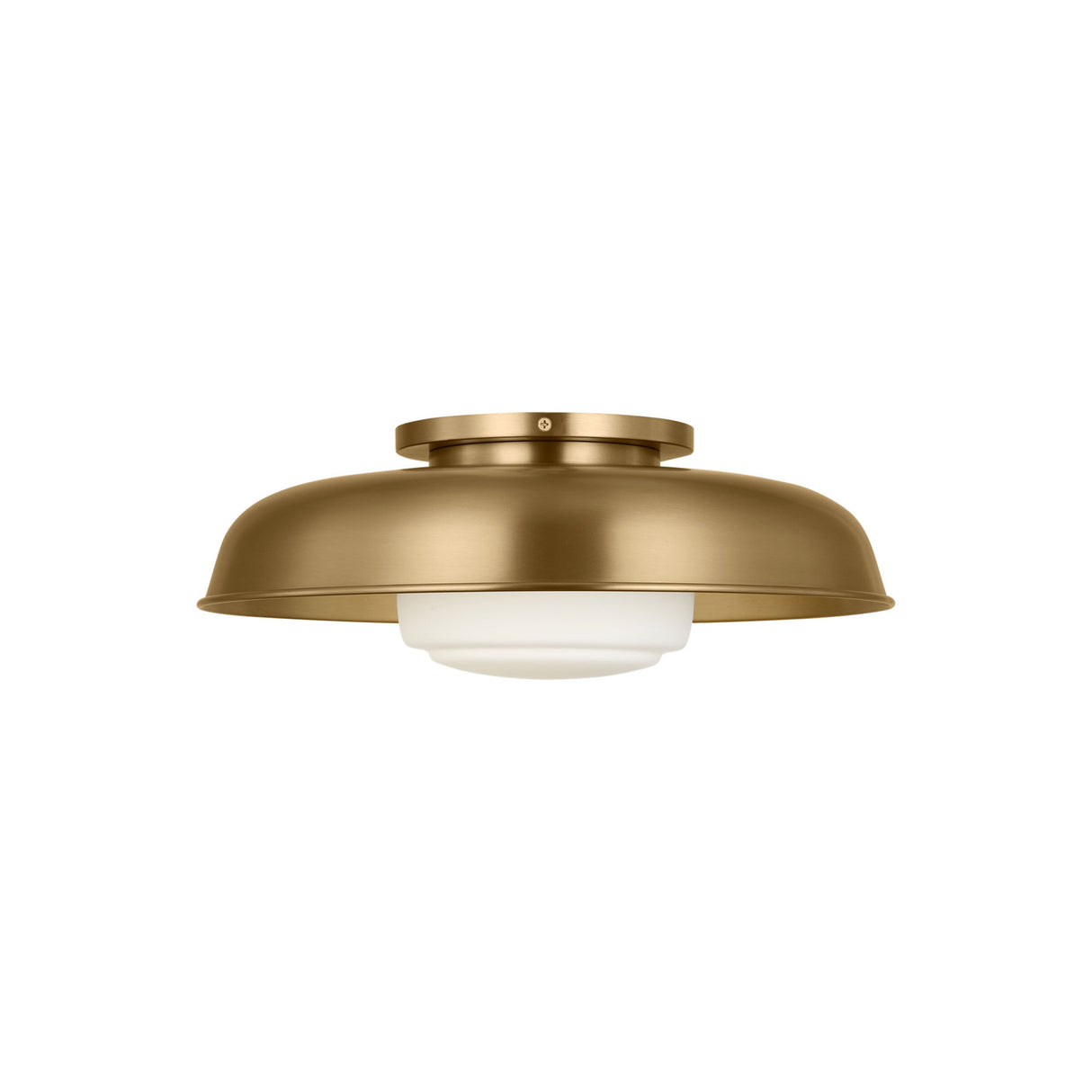 Stratford Medium Flush Mount 15", Aged Brass and Opal Glass