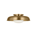 Stratford Medium Flush Mount 15", Aged Brass and Opal Glass