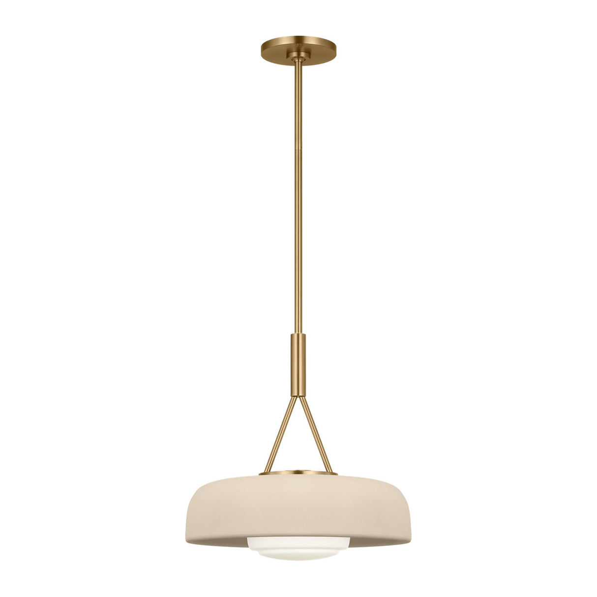 Stratford Medium Pendant 15", Aged Brass and Beige