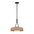 Stratford Medium Pendant 15", Aged Iron and Terracotta, front view showing terracotta drum shade, aged iron rod and canopy, and frosted glass