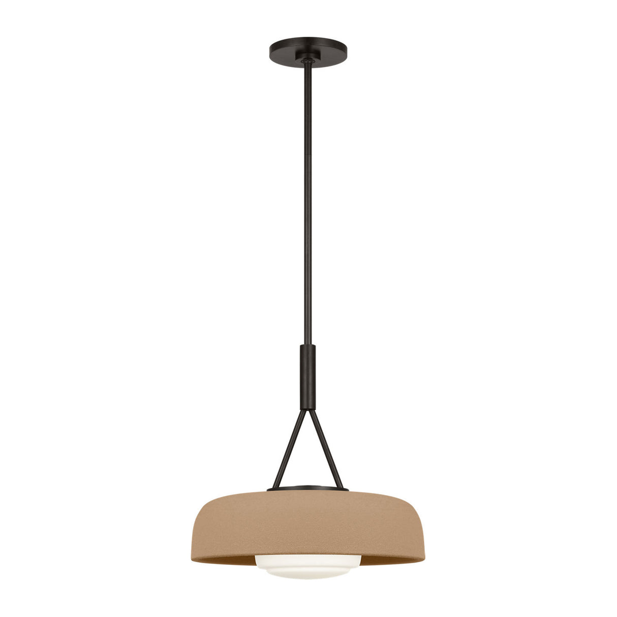 Stratford Medium Pendant 15", Aged Iron and Terracotta