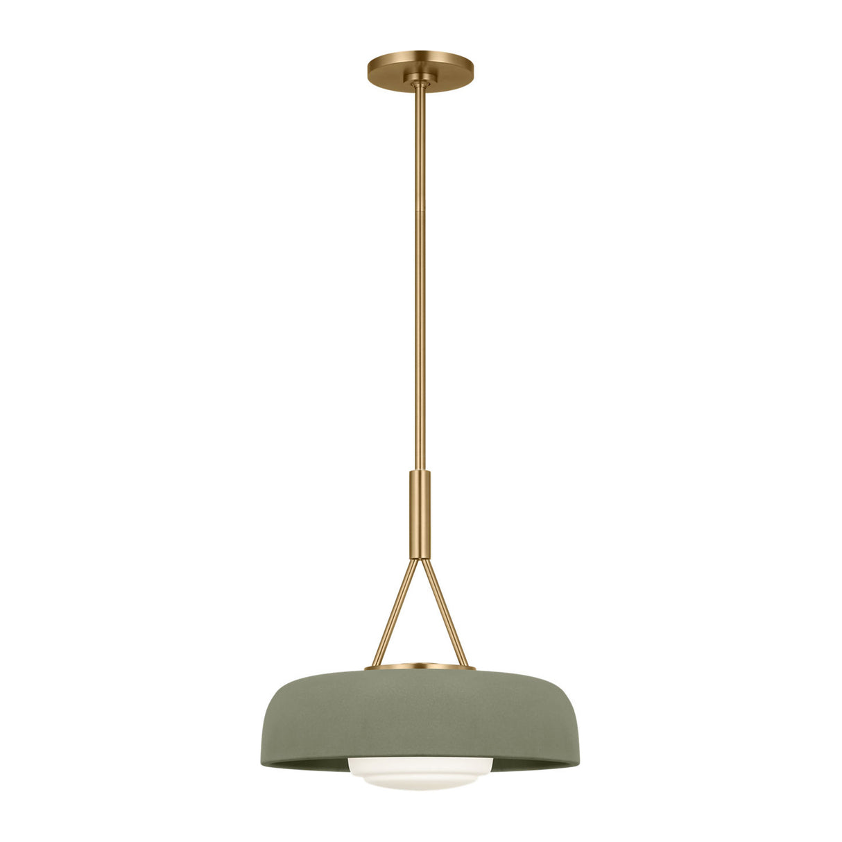 Stratford Medium Pendant 15", Aged Brass and Thyme