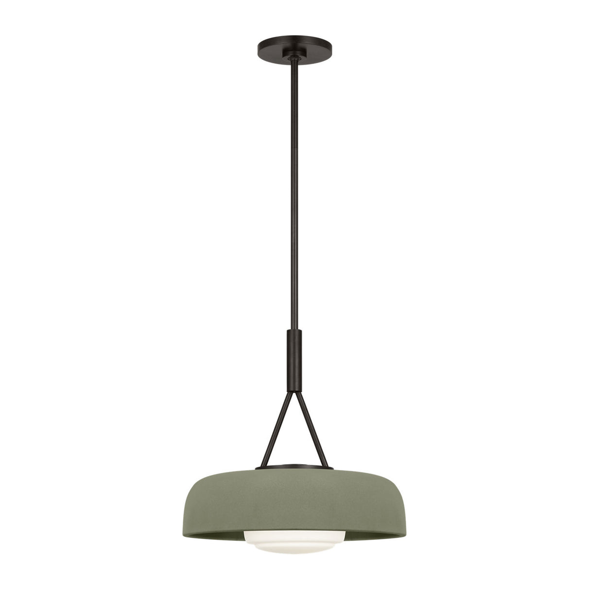 Stratford Medium Pendant 15", Aged Iron and Thyme