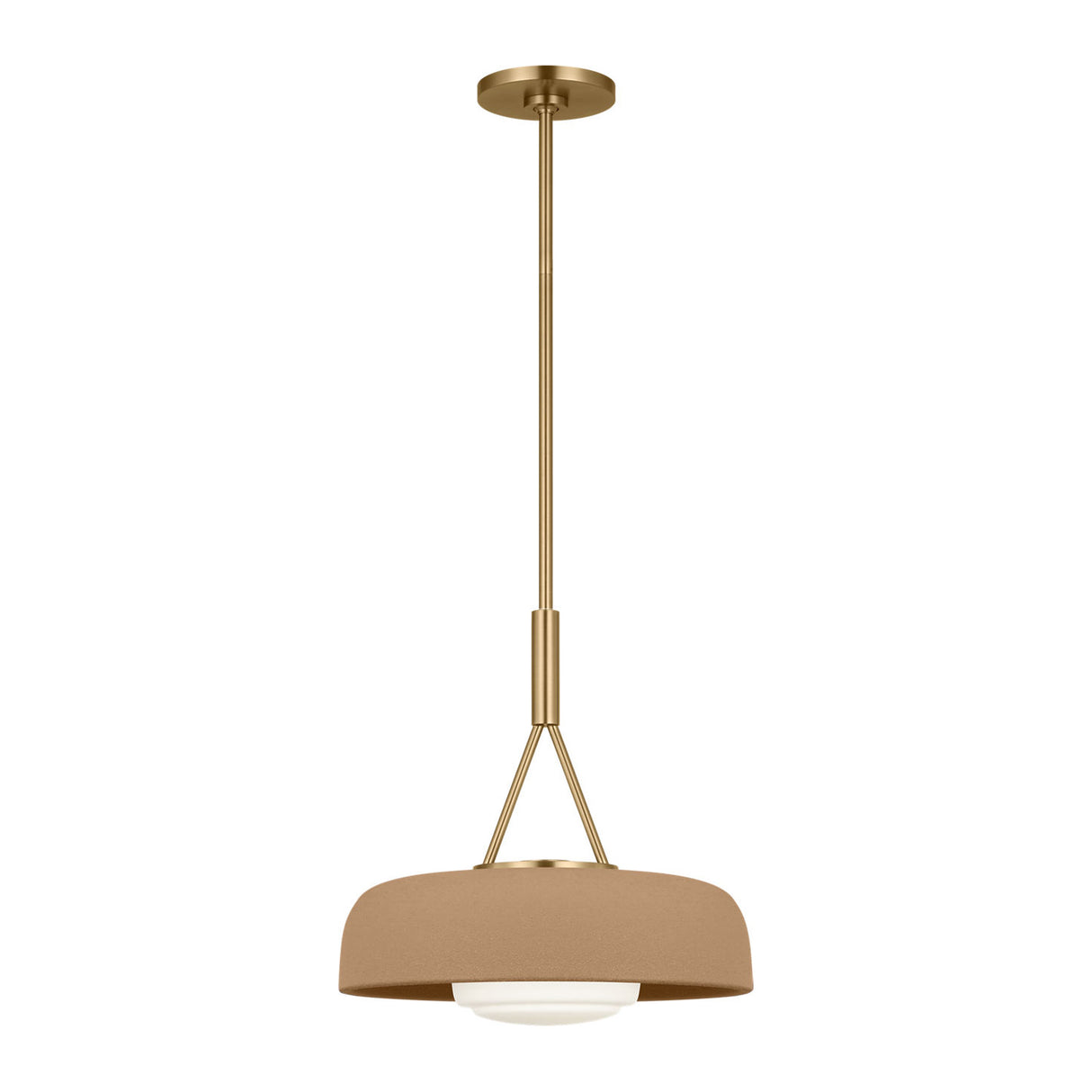 Stratford Medium Pendant 15", Aged Brass and Terracotta