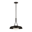 Stratford Medium Pendant 15", Aged Iron, front view showing a shallow dome shade with frosted glass and a round canopy