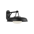 Stratford Outdoor Wall Sconce, Medium, Textured Black, side view showing dome shade, projecting arm, and frosted glass