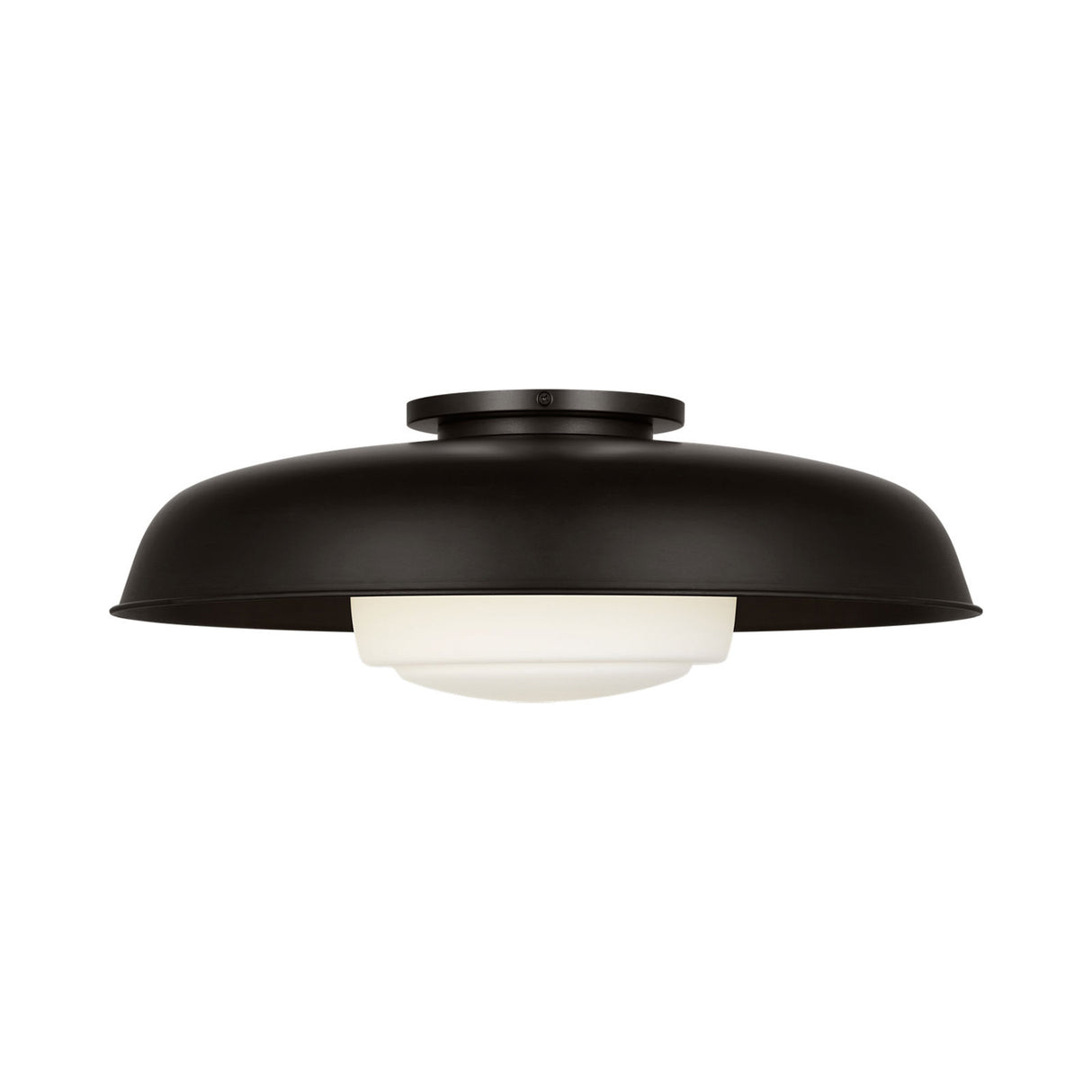 Stratford Large Flush Mount 20", Aged Iron and Opal Glass