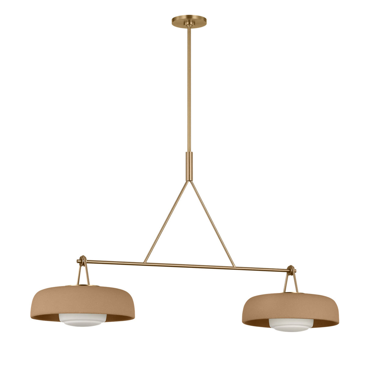 Stratford 2 Shade Linear Pendant 47", Aged Brass and Terracotta