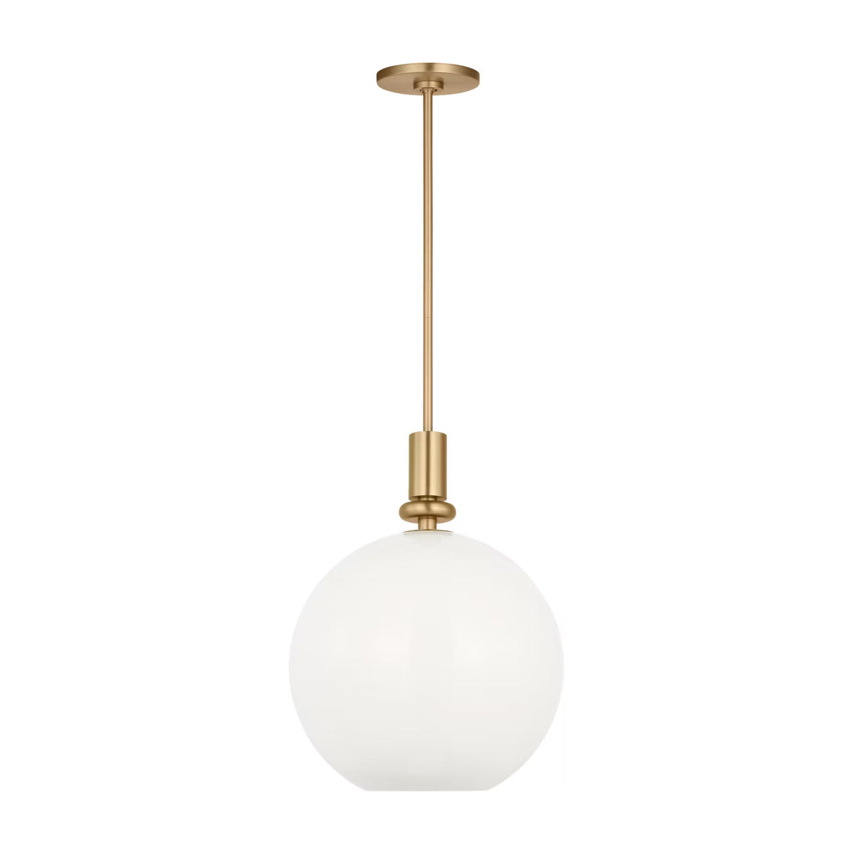 Filomena Medium Pendant 14", Satin Brass and Milk Glass