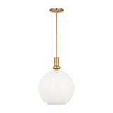 Filomena Medium Pendant 14", Satin Brass and Milk Glass