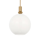 Filomena Medium Pendant 14", Satin Brass and Milk Glass