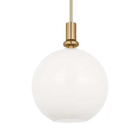 Filomena Medium Pendant 14", Satin Brass and Milk Glass