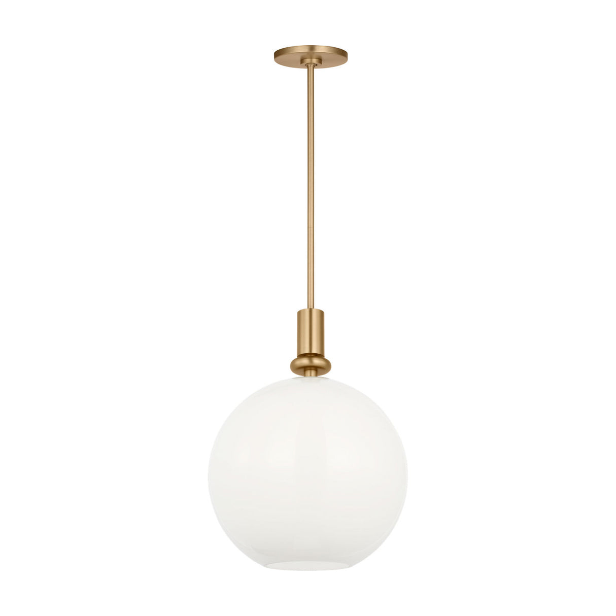 Filomena Medium Pendant 14", Satin Brass and Milk Glass