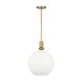 Filomena Medium Pendant 14", Satin Brass and Milk Glass