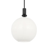 Filomena Medium Pendant 14", Matte Black and Milk Glass